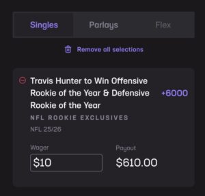 Travis Hunter OPOY/DPOY exclusive market