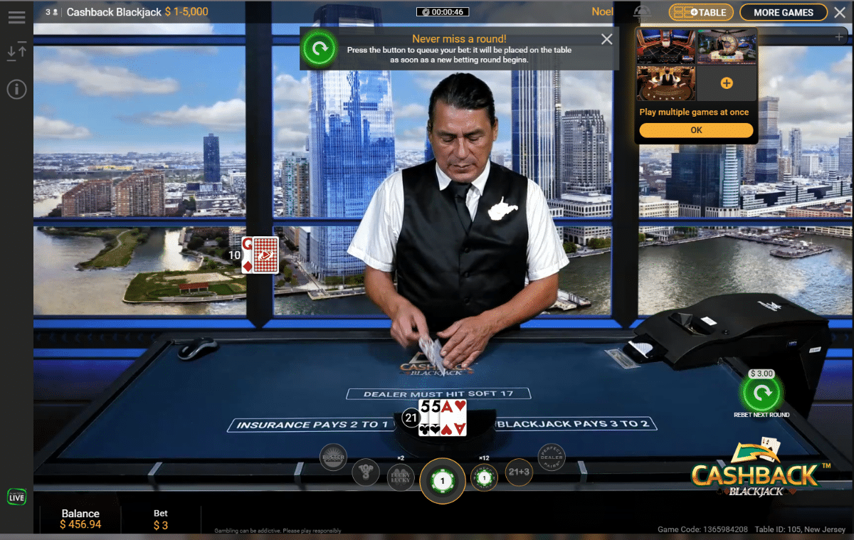 Hard Rock Live Dealer sidebet win