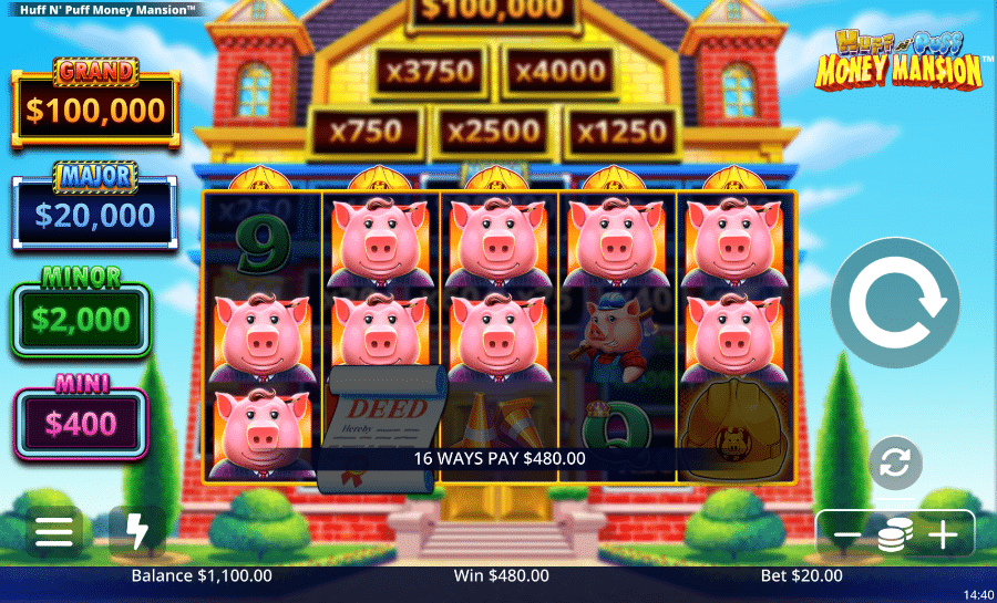 Huff N Puff Money Mansion big win